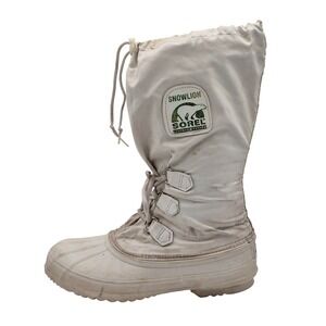 Vintage Sorel Snowlion Boots Womens Size 10 White Nylon Winter Snow Pac 80s